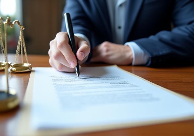 Abogado revisando documentos legales importantes